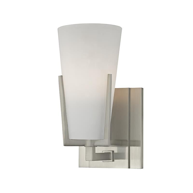 Shown in Satin Nickel finish and Frosted Mouth-Blown glass